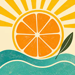 Capri Orange Sun – Mediterranes Retro-Wandbild