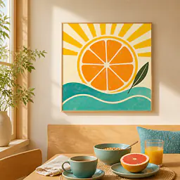Capri Orange Sun – Mediterranes Retro-Wandbild