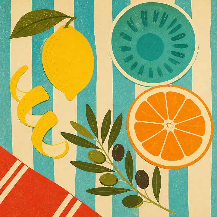 Citrus Table No. 1 – Mediterranes Retro-Wandbild primary image