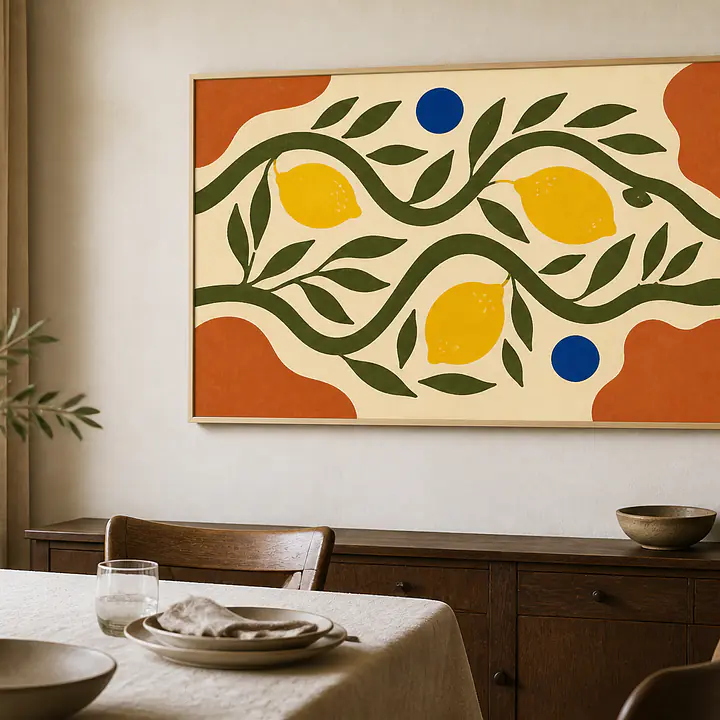 Olive Lemon Ribbon – Mediterranes Retro-Wandbild secondary image