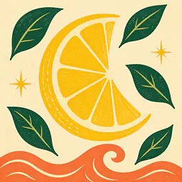 Citrus Moon – Mediterranes Retro-Wandbild