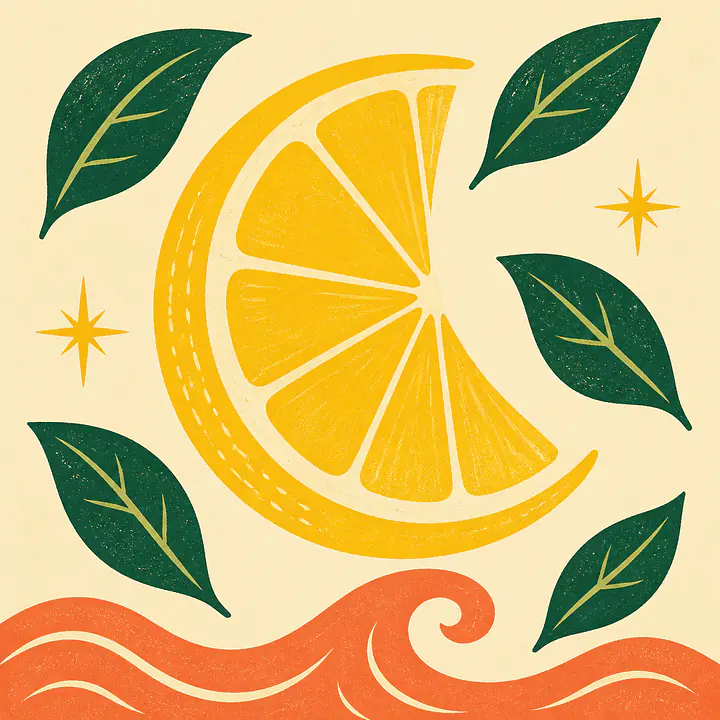 Citrus Moon – Mediterranes Retro-Wandbild