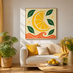 Citrus Moon – Mediterranes Retro-Wandbild