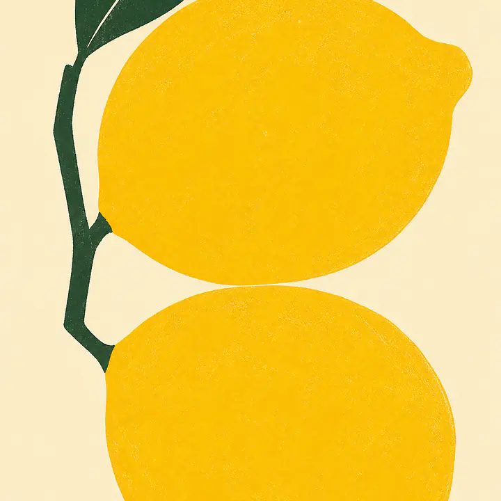 Yellow Lemon Duo – Mediterranes Retro-Wandbild primary image