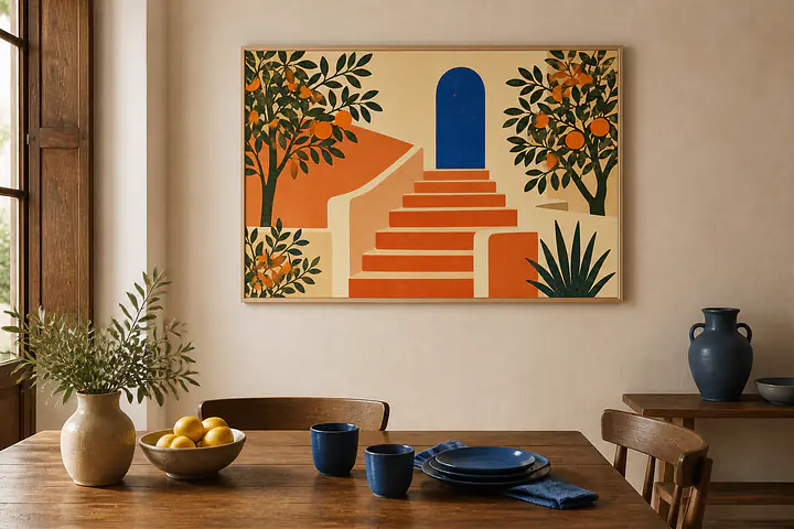 Orange Grove Steps – Mediterranes Retro-Wandbild