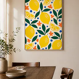 Lemon Tile Dance – Mediterranes Retro-Wandbild