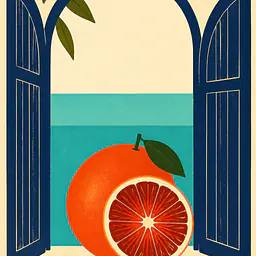 Blood Orange Window – Mediterranean Retro Wall Art