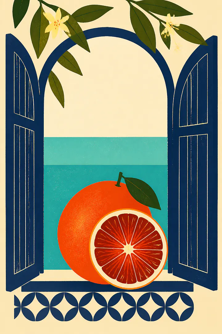 Blood Orange Window – Mediterranean Retro Wall Art
