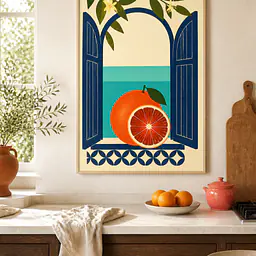 Blood Orange Window – Mediterranean Retro Wall Art