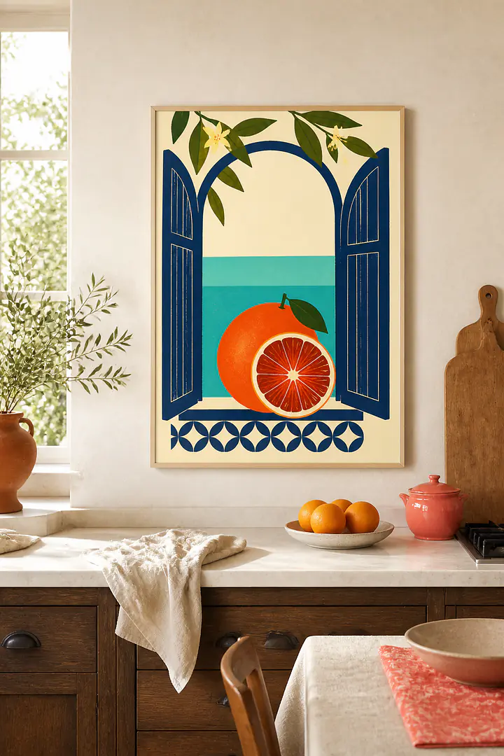 Blood Orange Window – Mediterranean Retro Wall Art
