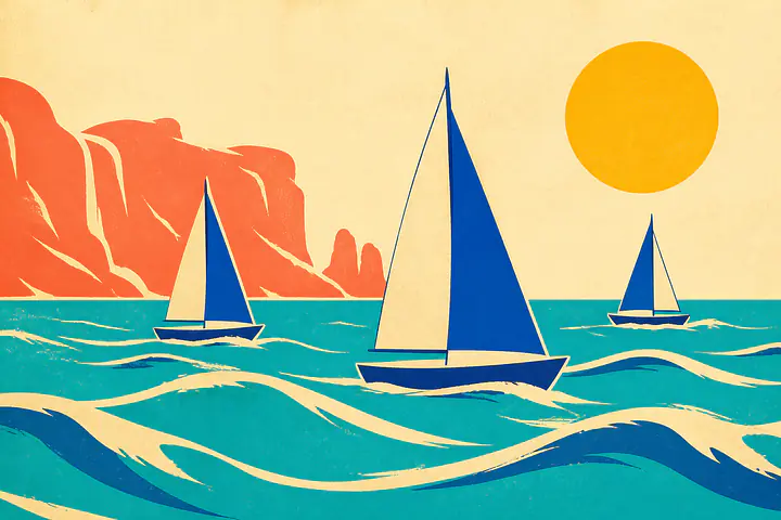 Capri Sail Club – Mediterranes Retro-Wandbild