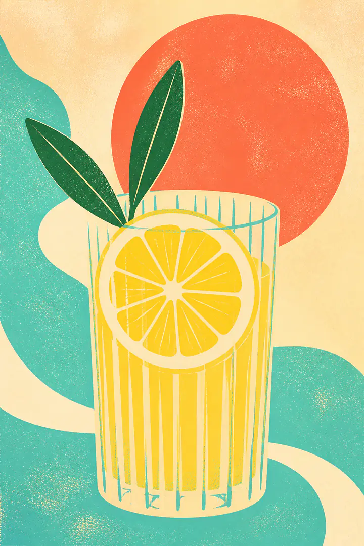 Lemon Hour – Mediterranes Retro-Wandbild
