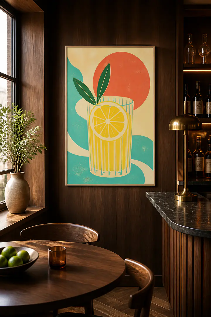 Lemon Hour – Mediterranes Retro-Wandbild