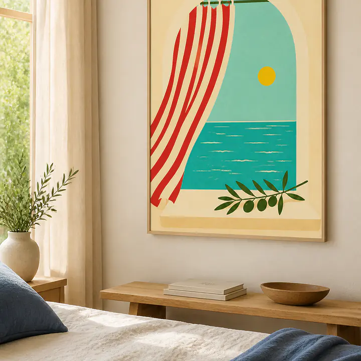 Window to Turquoise – Mediterranes Retro-Wandbild secondary image
