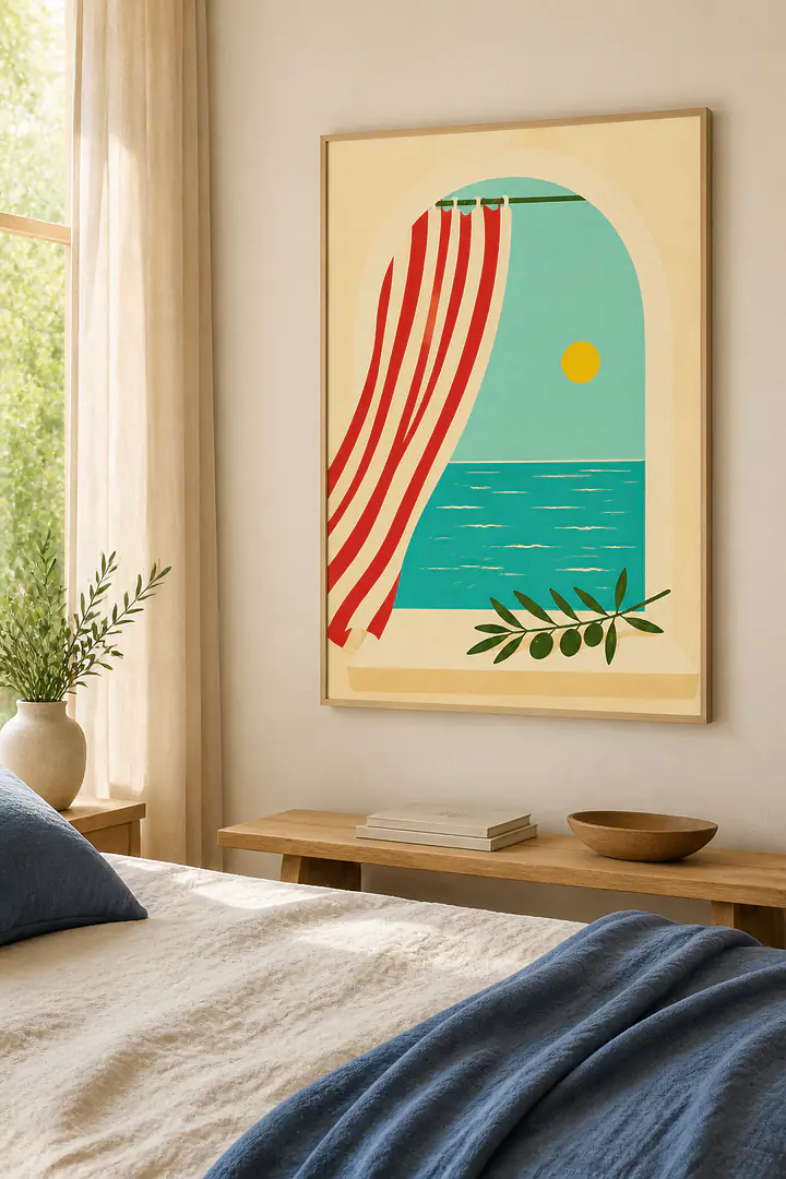 Window to Turquoise – Mediterranes Retro-Wandbild