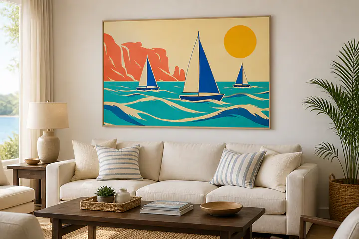 Capri Sail Club – Mediterranes Retro-Wandbild