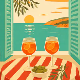 Sorrento Aperitivo Table – Mediterranes Retro-Wandbild