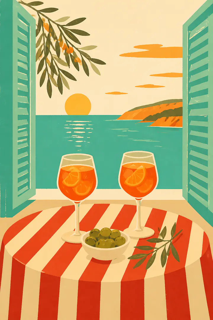 Sorrento Aperitivo Table – Mediterranes Retro-Wandbild
