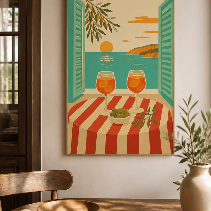 Sorrento Aperitivo Table – Mediterranes Retro-Wandbild secondary image