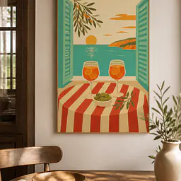 Sorrento Aperitivo Table – Mediterranes Retro-Wandbild