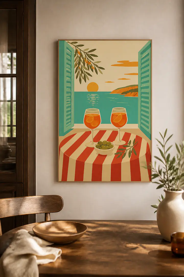 Sorrento Aperitivo Table – Mediterranes Retro-Wandbild
