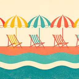 Striped Beach Day – Sonnenschirme am Meer