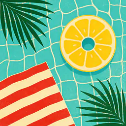 Poolside Lemon – Mediterranean Retro Wall Art