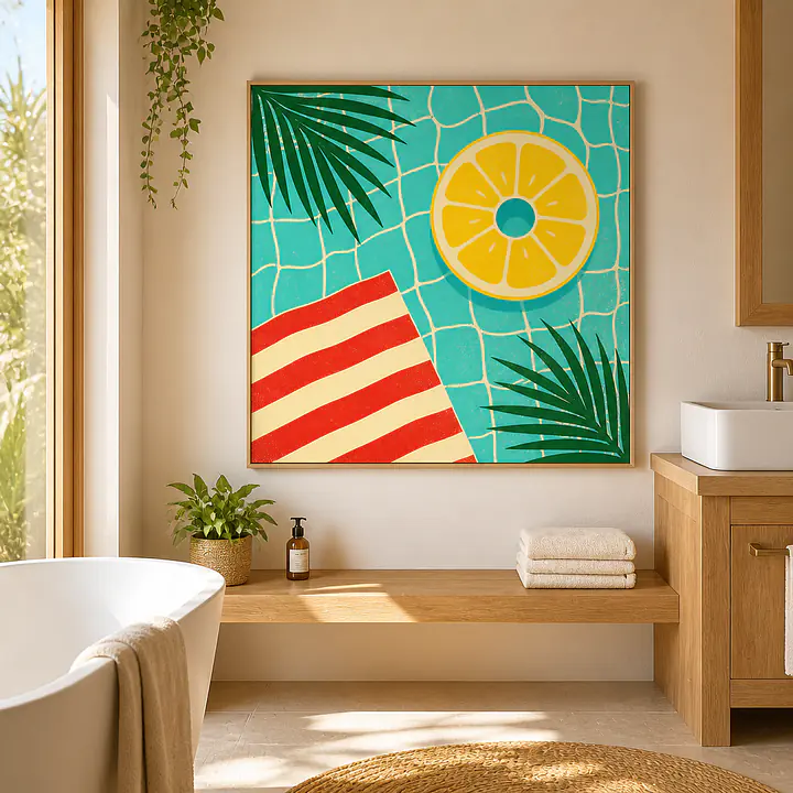 Poolside Lemon – Mediterranes Retro-Wandbild secondary image