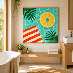 Poolside Lemon – Mediterranean Retro Wall Art