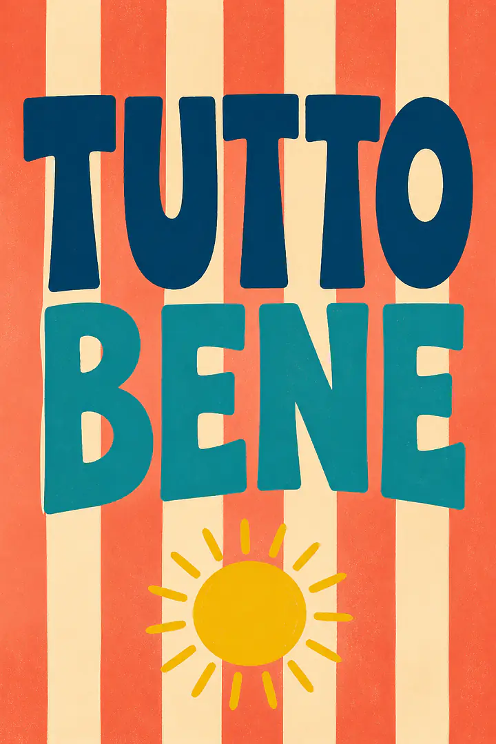 TUTTO BENE – Mediterranes Retro-Wandbild