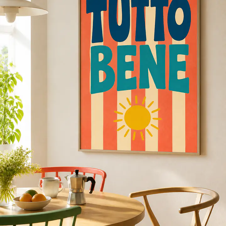 TUTTO BENE – Mediterranes Retro-Wandbild secondary image