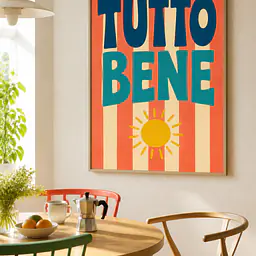 TUTTO BENE – Mediterranes Retro-Wandbild