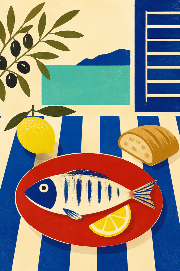 Fisherman's Table – Mediterranean Retro Wall Art