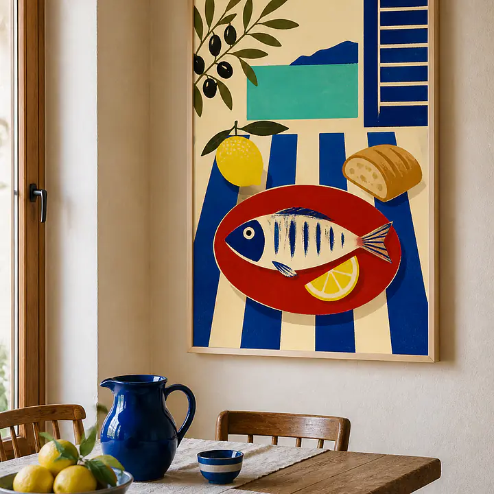 Fisherman's Table – Mediterranes Retro-Wandbild secondary image