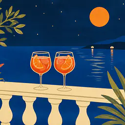 Night Aperitivo Coast – Mediterranean Retro Wall Art