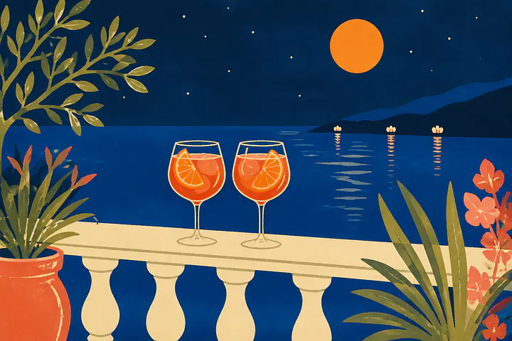 Night Aperitivo Coast – Mediterranean Retro Wall Art