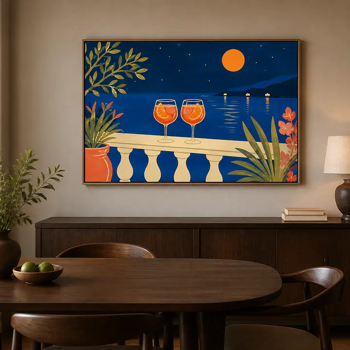 Night Aperitivo Coast – Mediterranes Retro-Wandbild secondary image