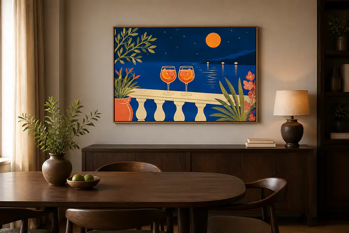 Night Aperitivo Coast – Mediterranean Retro Wall Art