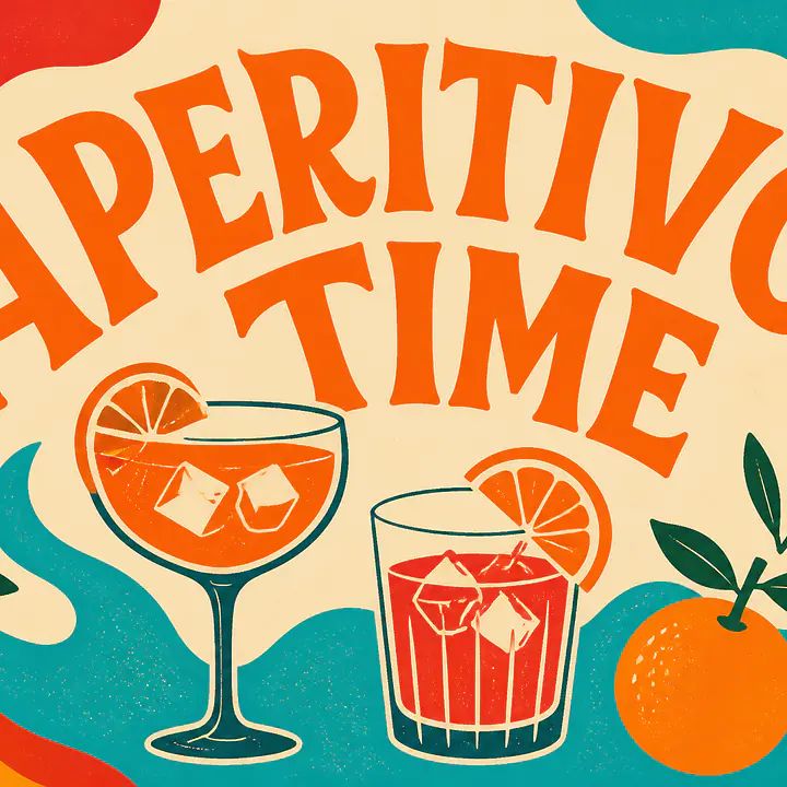 APERITIVO TIME – Mediterranes Retro-Wandbild primary image