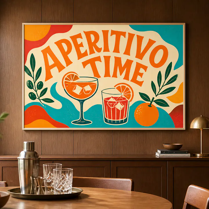 APERITIVO TIME – Mediterranes Retro-Wandbild secondary image