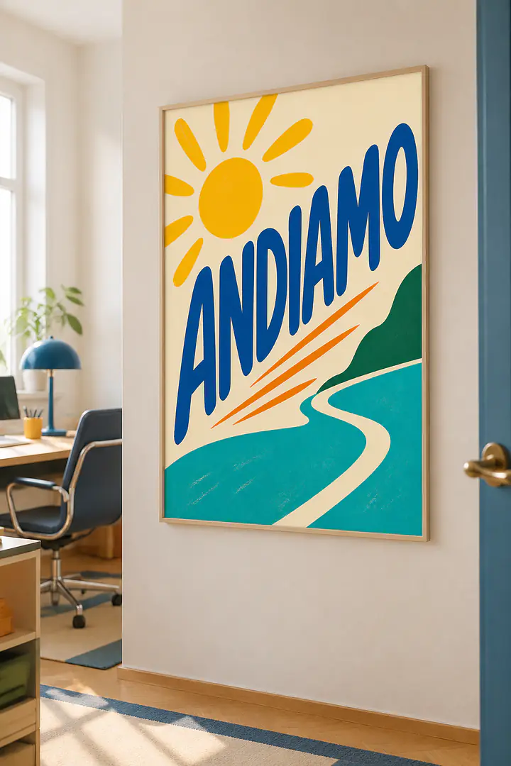 ANDIAMO – Mediterranes Retro-Wandbild