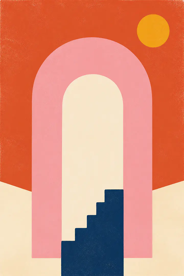 Pink Portal – Mediterranean Retro Wall Art