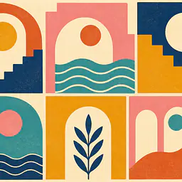 Mediterranean Modules – Mediterranes Retro-Wandbild