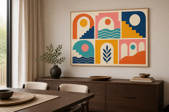 Mediterranean Modules – Mediterranes Retro-Wandbild