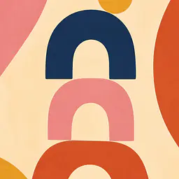 Blue Arch Balance – Mediterranean Retro Wall Art