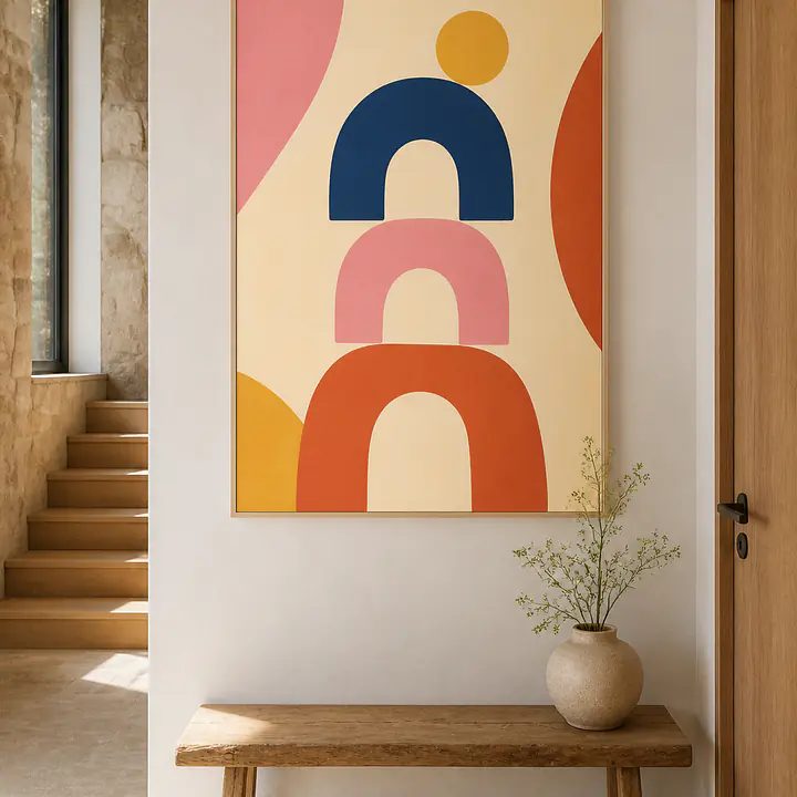 Blue Arch Balance – Mediterranes Retro-Wandbild secondary image