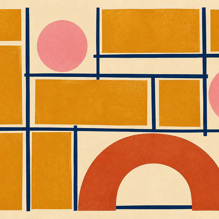 Saffron Grid – Mediterranes Retro-Wandbild primary image