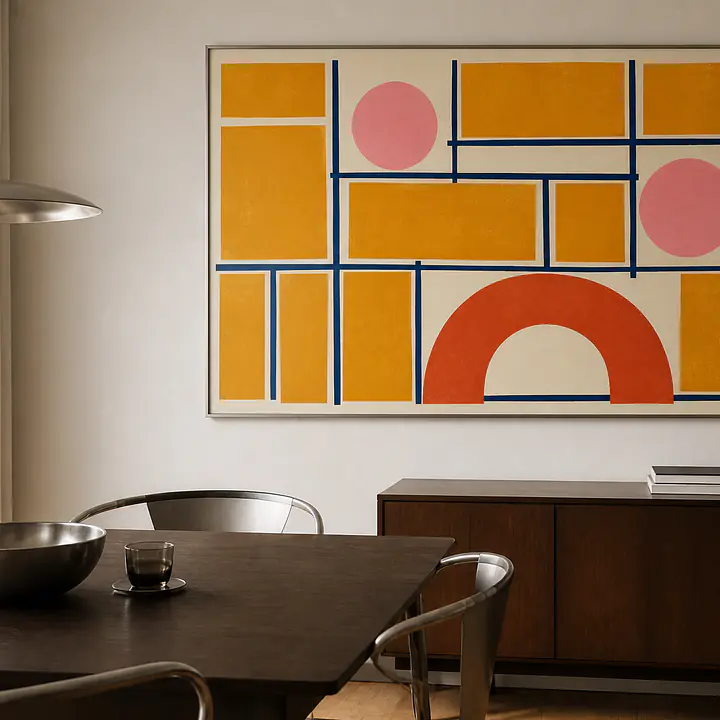 Saffron Grid – Mediterranes Retro-Wandbild secondary image