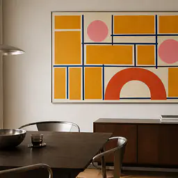 Saffron Grid – Mediterranes Retro-Wandbild