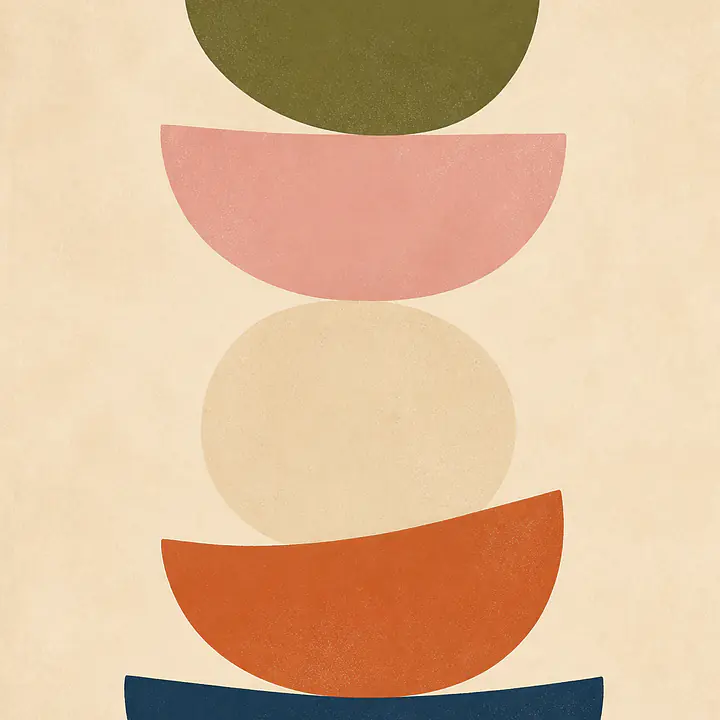 Olive Circle Stack – Mediterranes Retro-Wandbild primary image